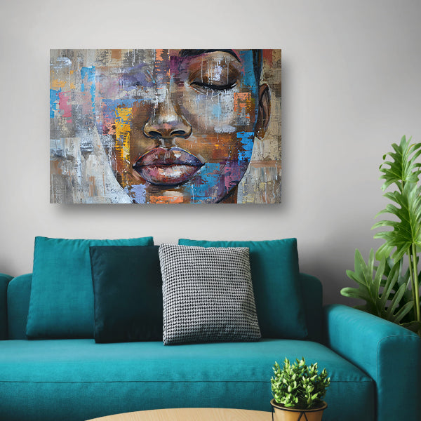 Abstract Portret van Vrouw met Kleuren poster