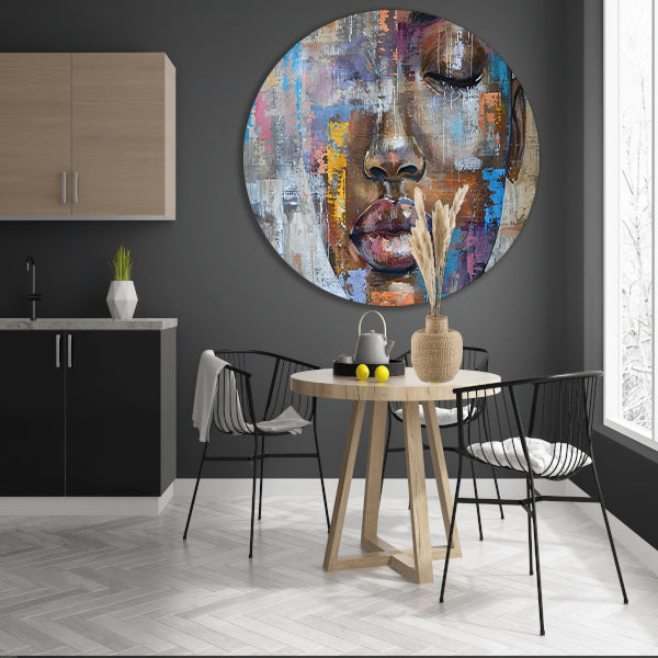 Abstract Portret van Vrouw met Kleuren forex muurcirkel