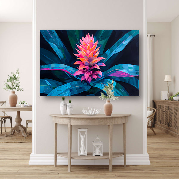 Abstracte bloem met kleurrijke bladeren canvas