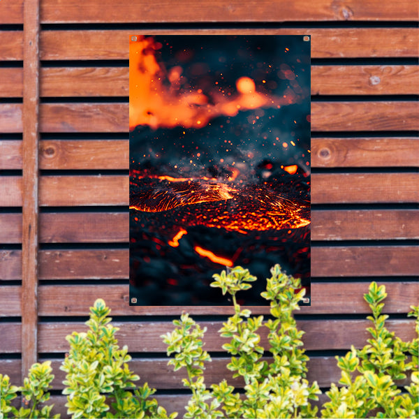 Abstracte Lava Stroom in Vuur en Vlam tuinposter