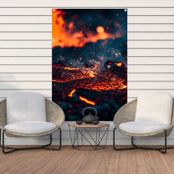 Abstracte Lava Stroom in Vuur en Vlam tuinposter