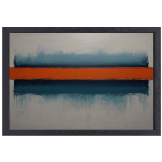 Abstracte Horizonten met Oranje Accent canvas met baklijst