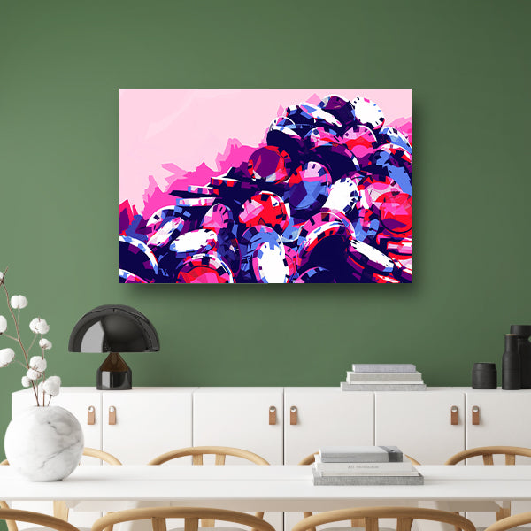 Abstracte kleurrijke pokerchips compositie canvas