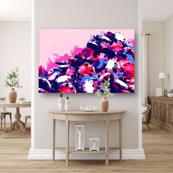 Abstracte kleurrijke pokerchips compositie canvas