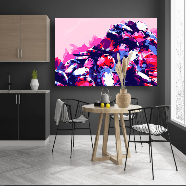 Abstracte kleurrijke pokerchips compositie canvas