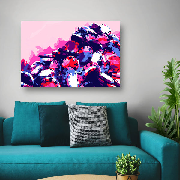 Abstracte kleurrijke pokerchips compositie canvas