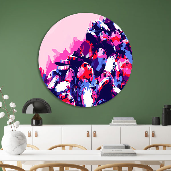 Abstracte kleurrijke pokerchips compositie forex muurcirkel