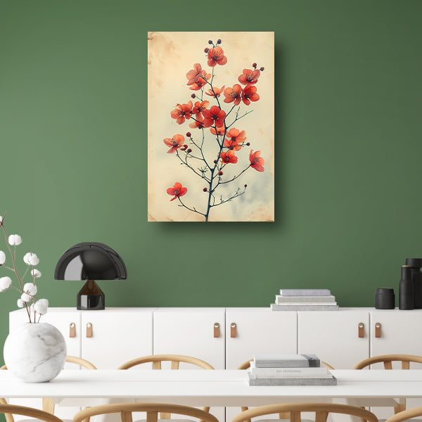 Vintage Aquarel van Oranje Bloesems canvas