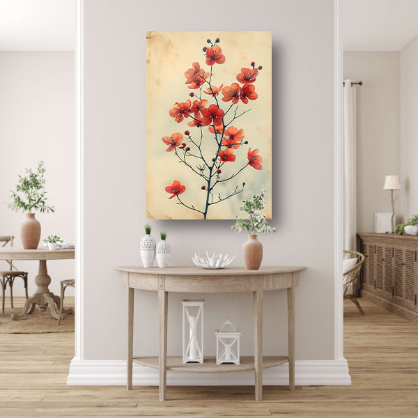 Vintage Aquarel van Oranje Bloesems canvas