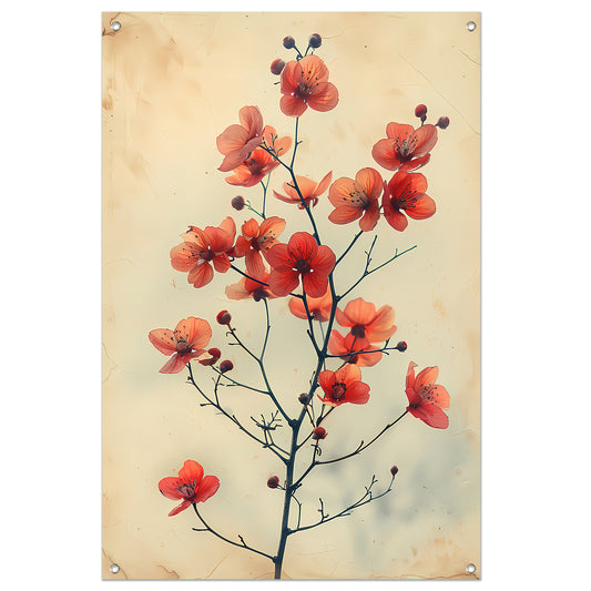 Vintage Aquarel van Oranje Bloesems tuinposter
