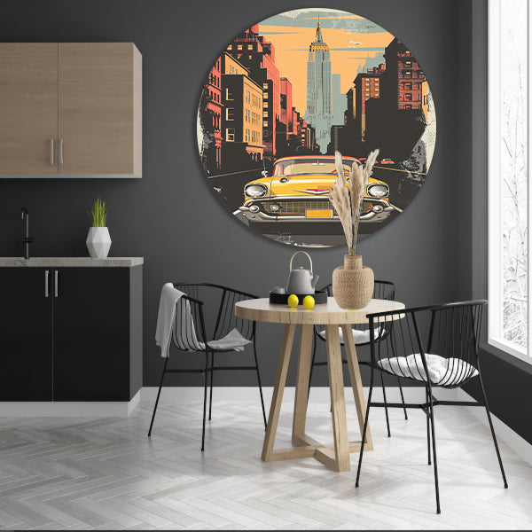 Klassieke Chevrolet in Vintage New York forex muurcirkel