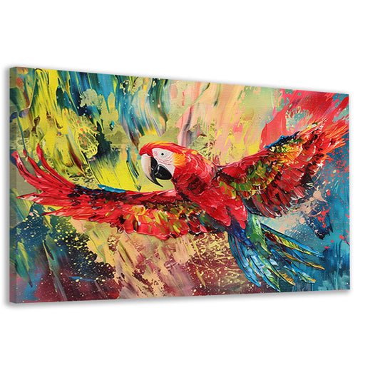 Kleurrijke abstracte schilderij van een papegaai canvas