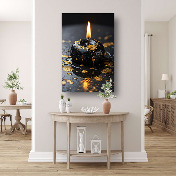 Moderne kaars met gouden spatten acrylglas