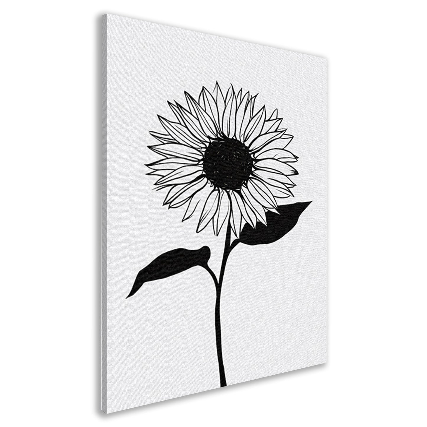 Minimalistische zwarte lijn zonnebloem kunst canvas