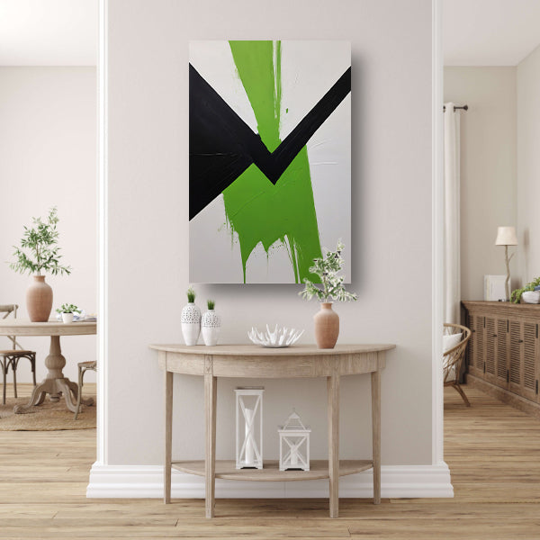 Groene Dynamiek in Minimalistische Abstractie canvas