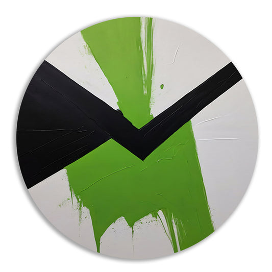 Groene Dynamiek in Minimalistische Abstractie aluminium muurcirkel