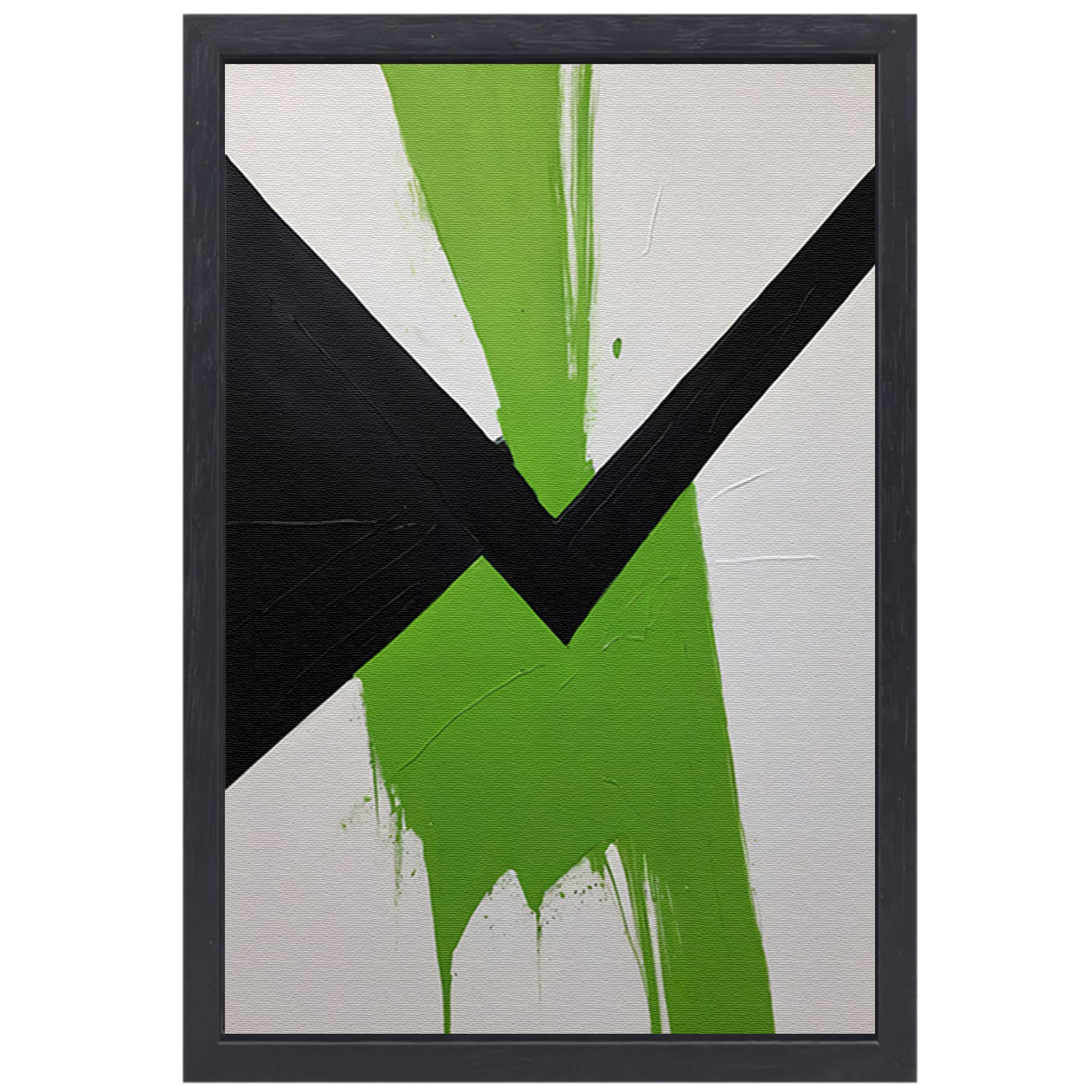Groene Dynamiek in Minimalistische Abstractie canvas met baklijst
