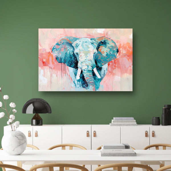Abstract olifant schilderij met levendige kleuren poster