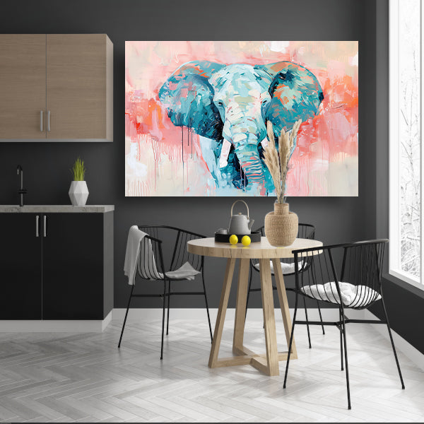 Abstract olifant schilderij met levendige kleuren poster