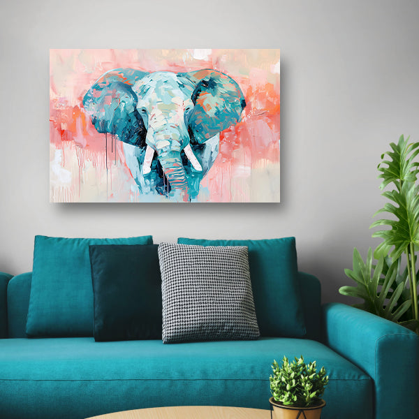 Abstract olifant schilderij met levendige kleuren poster