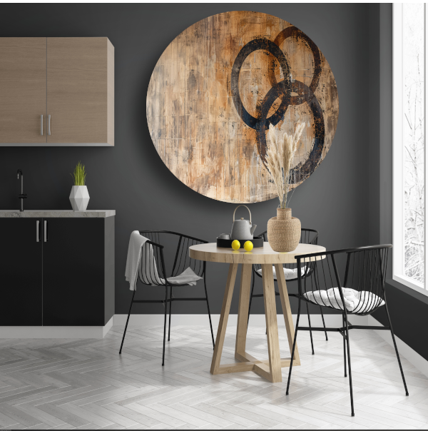 Abstracte Interpretatie van Olympische Eenheid aluminium muurcirkel