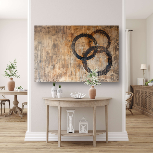 Abstracte Interpretatie van Olympische Eenheid canvas met baklijst
