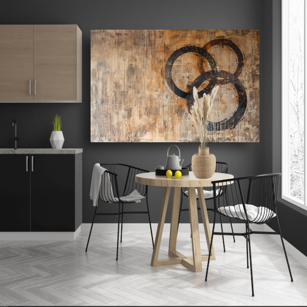 Abstracte Interpretatie van Olympische Eenheid canvas met baklijst