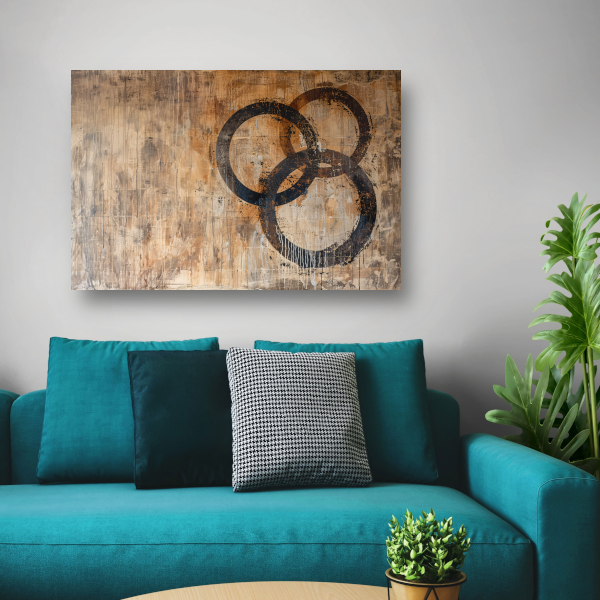 Abstracte Interpretatie van Olympische Eenheid canvas met baklijst