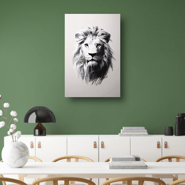 Monochrome illustratie van leeuw in close-up canvas