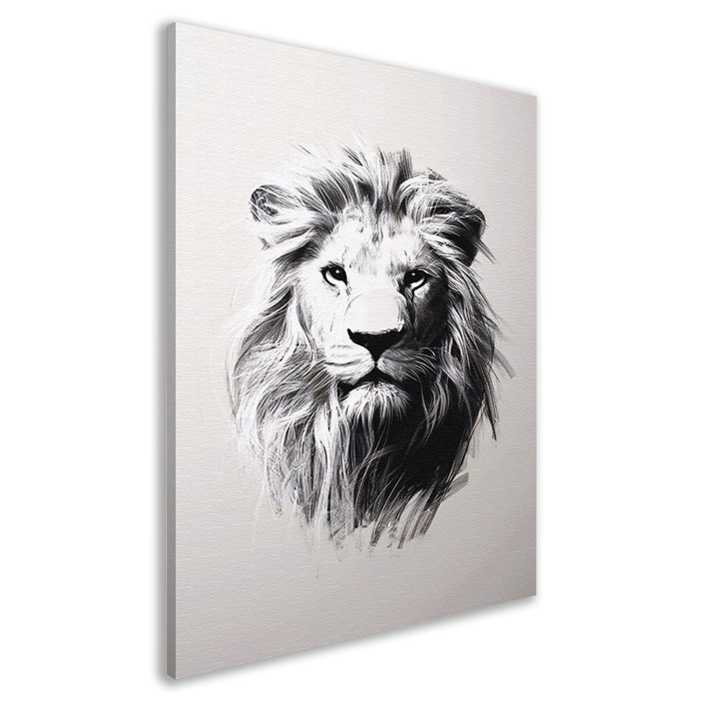 Monochrome illustratie van leeuw in close-up canvas