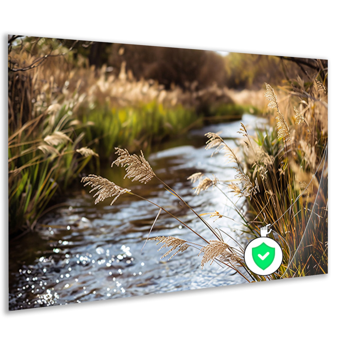 Kabbelende beek in herfstlandschap poster