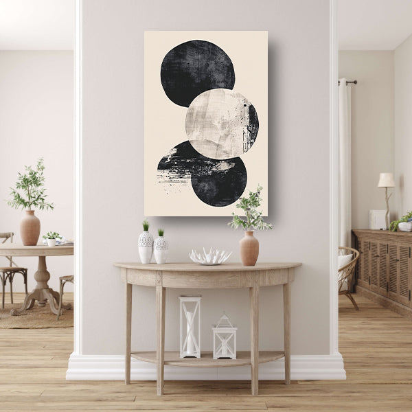 Monochrome Textuur Cirkels Abstract Ontwerp canvas