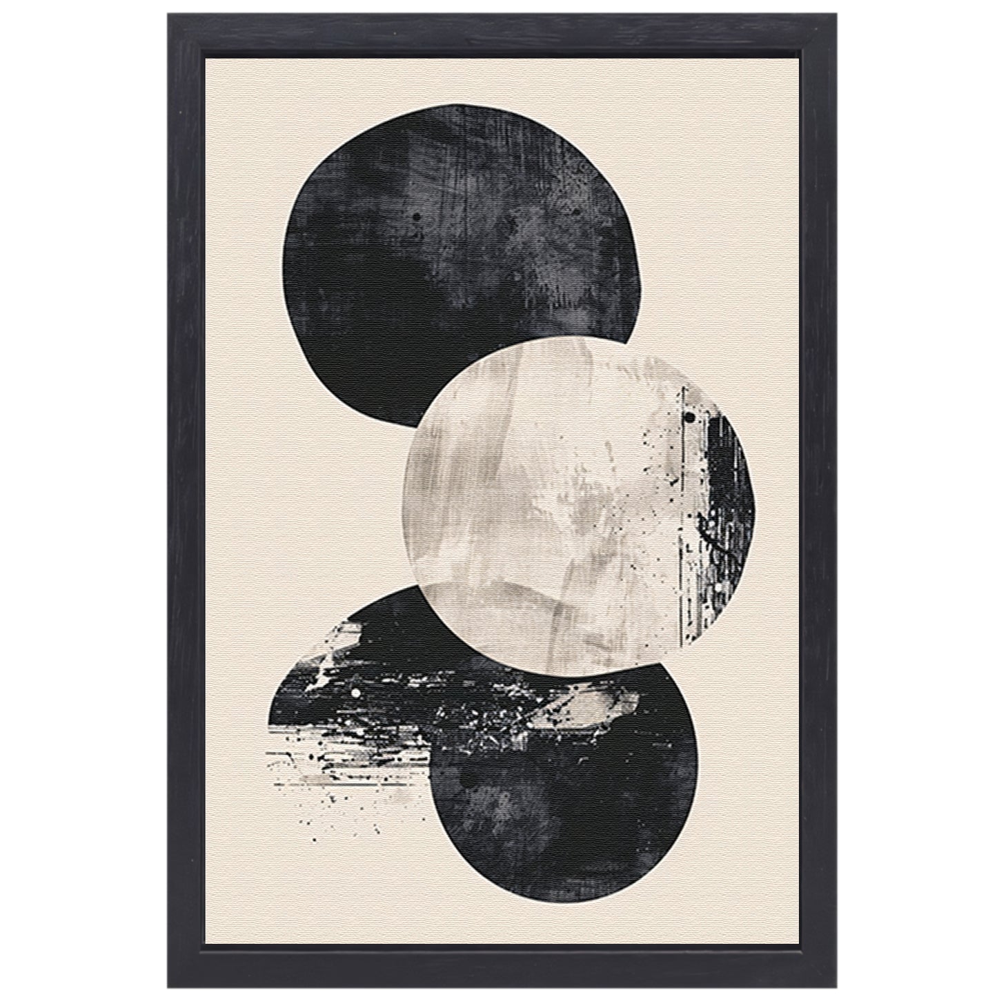 Monochrome Textuur Cirkels Abstract Ontwerp canvas met baklijst