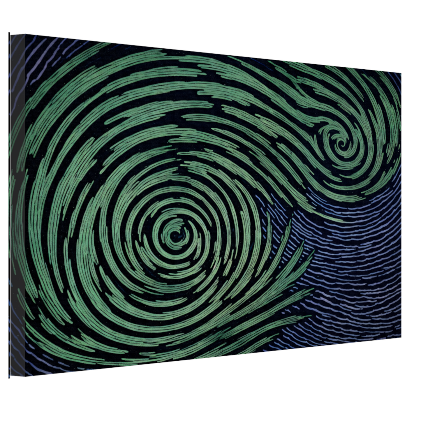 Groene Swirls in Nachtelijke Sfeer canvas