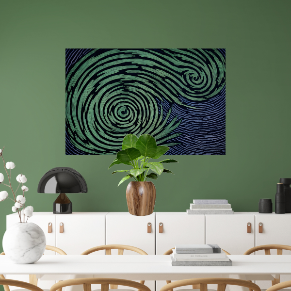 Groene Swirls in Nachtelijke Sfeer canvas
