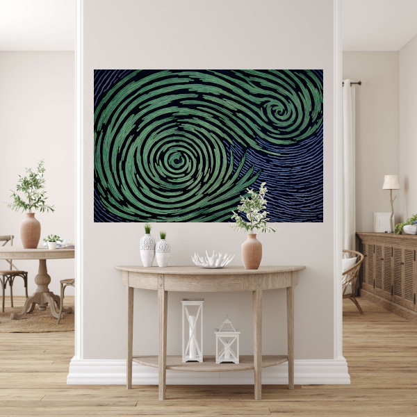 Groene Swirls in Nachtelijke Sfeer canvas