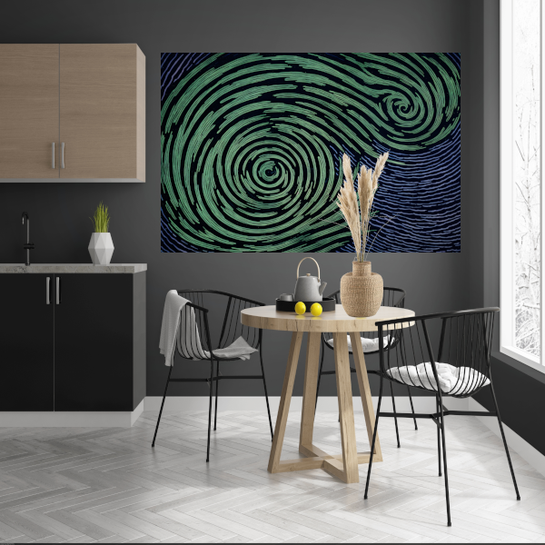 Groene Swirls in Nachtelijke Sfeer canvas