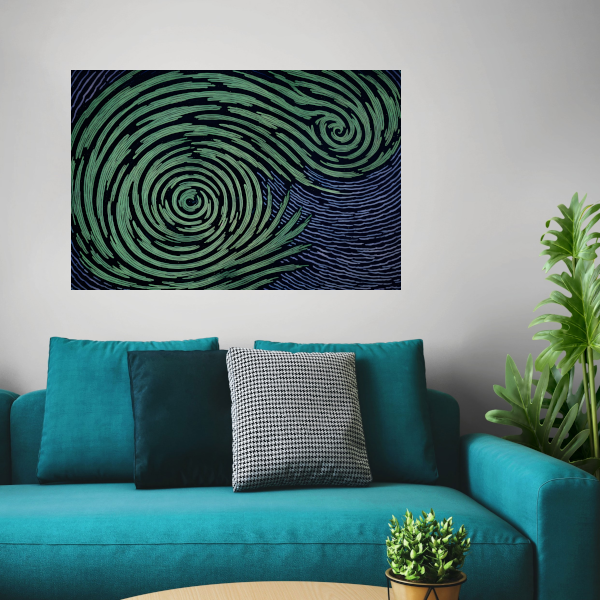 Groene Swirls in Nachtelijke Sfeer canvas