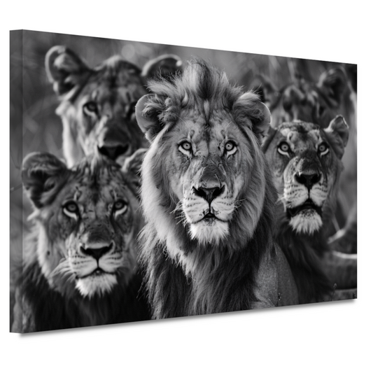 Leeuwenfamilie in de savanne canvas