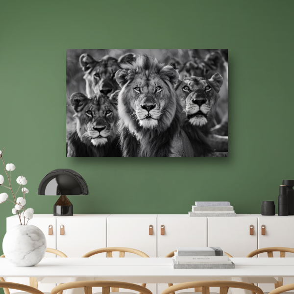 Leeuwenfamilie in de savanne poster