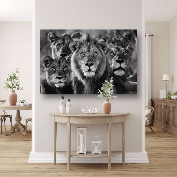 Leeuwenfamilie in de savanne poster