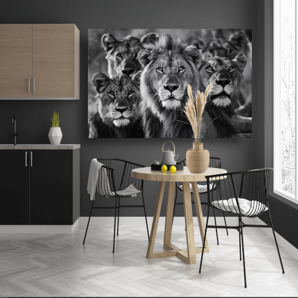 Leeuwenfamilie in de savanne poster