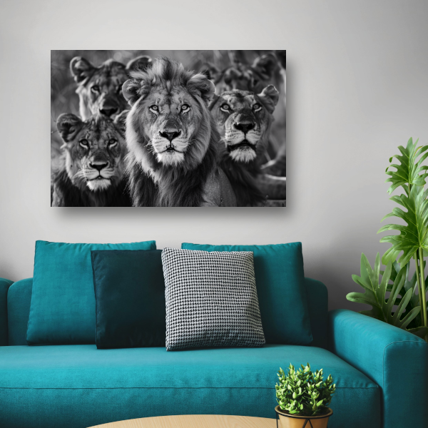 Leeuwenfamilie in de savanne acrylglas