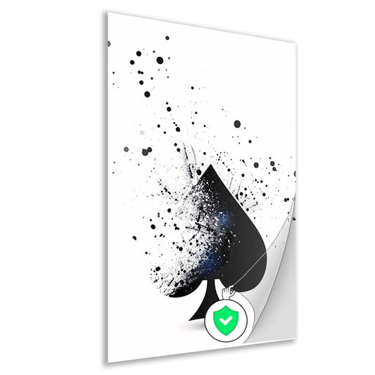 Abstract Schoppen Aas in Zwart-Witte Explosie poster