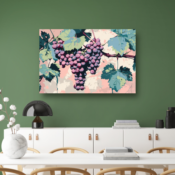 Rijpe Druiven aan de Wijnstok canvas met baklijst