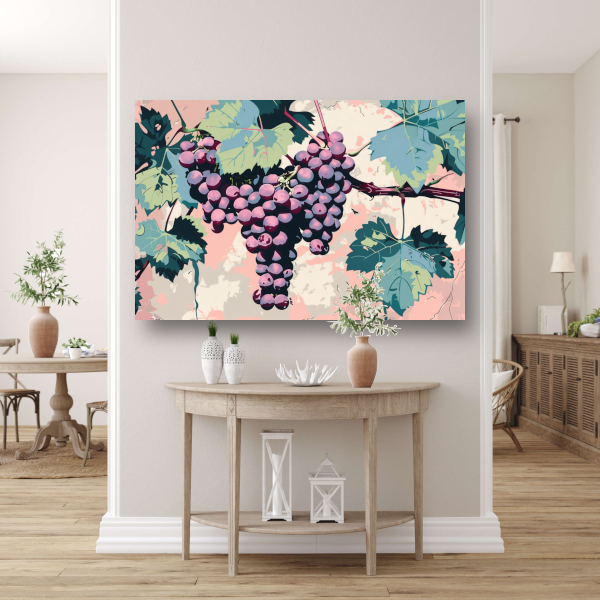Rijpe Druiven aan de Wijnstok canvas met baklijst
