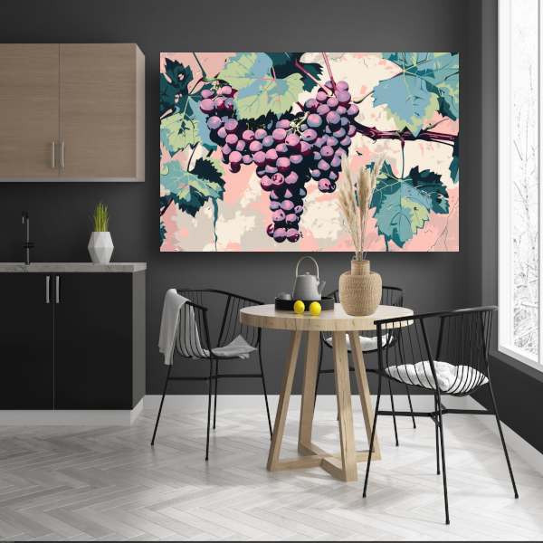 Rijpe Druiven aan de Wijnstok canvas met baklijst