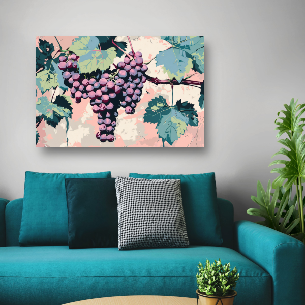 Rijpe Druiven aan de Wijnstok canvas met baklijst
