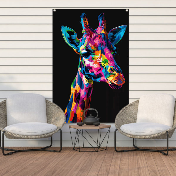 Kleurrijke Pop Art Giraf Portret tuinposter