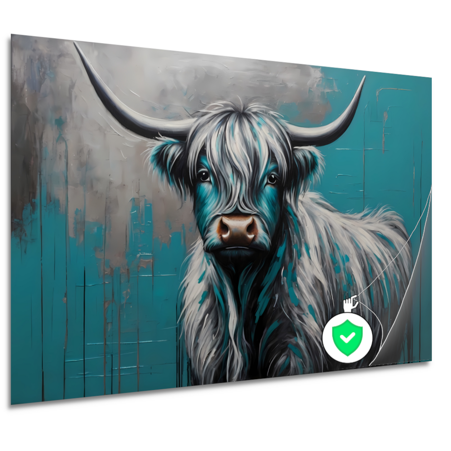 Turquoise en Zilver Hooglander Portret poster